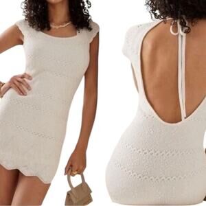 NWT LoveShackFancy Elvirie White Bodycon Mini Dress – Sz L